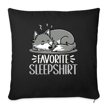 Official Sleeping Shirt She-Wolf Funny Wolf - Sofa pillow with filling 45cm x 45cm - black - Front
