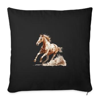 Galop dynamique cheval brun - Coussin et housse de 45 x 45 cm - noir - Devant