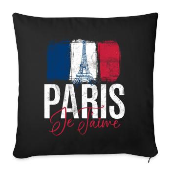 France Paris Tour Eiffel France Drapeau - Coussin et housse de 45 x 45 cm - noir - Devant