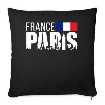 France Paris Tour Eiffel France Drapeau - Coussin et housse de 45 x 45 cm - noir - Devant