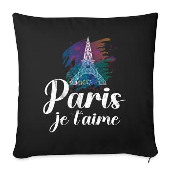 France Paris Tour Eiffel France Drapeau - Coussin et housse de 45 x 45 cm - noir - Devant