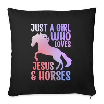 Jesus and Horses Riding Riding - Sofa pillow with filling 45cm x 45cm - black - Front