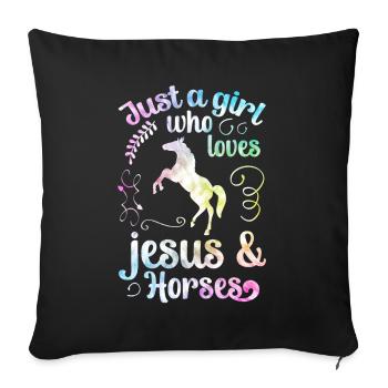 Jesus and Horses Riding Riding - Sofa pillow with filling 45cm x 45cm - black - Front