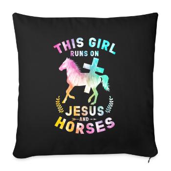 Jesus and Horses Riding Riding - Sofa pillow with filling 45cm x 45cm - black - Front