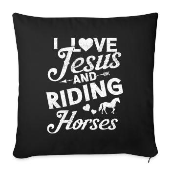 Jesus and Horses Riding Riding - Sofa pillow with filling 45cm x 45cm - black - Front