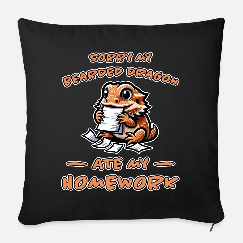 Bartagamen Spruch Hausaufgaben Bartagamen Geschenk - Sofakissen mit Füllung 45 x 45 cm - Schwarz