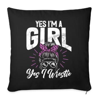 Lutteuse Fille Grappling Lutteuse Femmes - Coussin et housse de 45 x 45 cm - noir - Devant