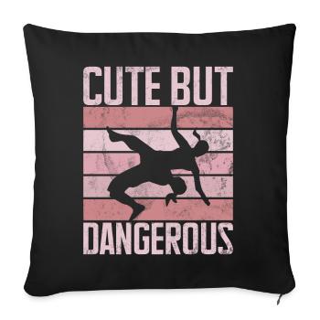 Lutteuse Fille Grappling Lutteuse Femmes - Coussin et housse de 45 x 45 cm - noir - Devant
