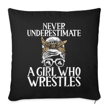 Lutteuse Fille Grappling Lutteuse Femmes - Coussin et housse de 45 x 45 cm - noir - Devant
