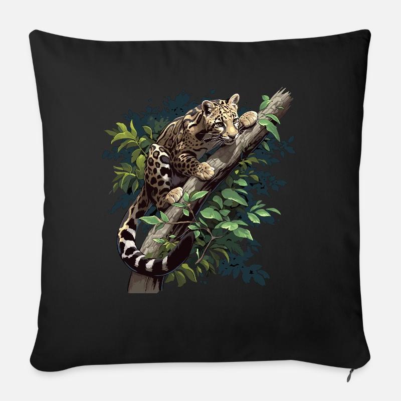 Clouded Leopard Nebelparder - Sofakissen mit Füllung 45 x 45 cm - Schwarz