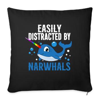 Narwhal Sea Süßer Narwhaler Liebhaber - Sofakissen mit Füllung 45 x 45 cm - Schwarz - Vorne