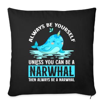 Narwhal Sea Süßer Narwhaler Liebhaber - Sofakissen mit Füllung 45 x 45 cm - Schwarz - Vorne