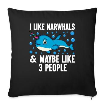 Narwhal Sea Süßer Narwhaler Liebhaber - Sofakissen mit Füllung 45 x 45 cm - Schwarz - Vorne