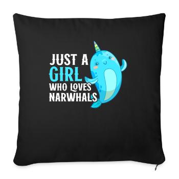 Narwhal Sea Süßer Narwhaler Liebhaber - Sofakissen mit Füllung 45 x 45 cm - Schwarz - Vorne