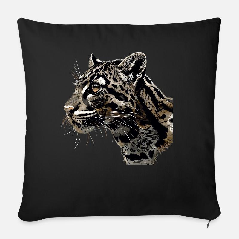 Clouded Leopard Nebelparder - Sofakissen mit Füllung 45 x 45 cm - Schwarz