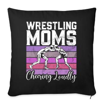 Lutte Maman Lutteuse Femmes Combattante - Coussin et housse de 45 x 45 cm - noir - Devant