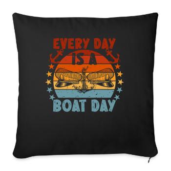 Capitaine de bateau Drôle de bateau Navigation Lac Boater - Coussin et housse de 45 x 45 cm - noir - Devant