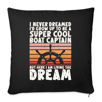 Capitaine de bateau Drôle de bateau Navigation Lac Boater - Coussin et housse de 45 x 45 cm - noir - Devant