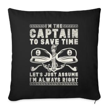 Capitaine de bateau Drôle de bateau Navigation Lac Boater - Coussin et housse de 45 x 45 cm - noir - Devant