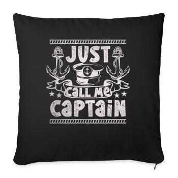 Capitaine de bateau Drôle de bateau Navigation Lac Boater - Coussin et housse de 45 x 45 cm - noir - Devant