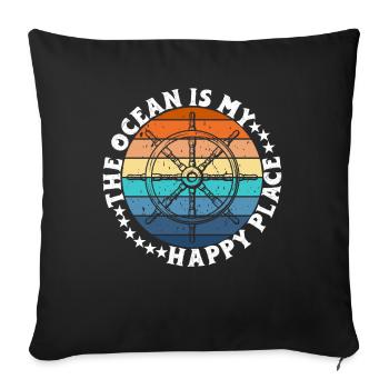 Capitaine de bateau Drôle de bateau Navigation Lac Boater - Coussin et housse de 45 x 45 cm - noir - Devant