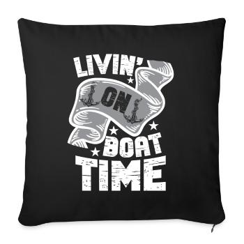 Capitaine de bateau Drôle de bateau Navigation Lac Boater - Coussin et housse de 45 x 45 cm - noir - Devant