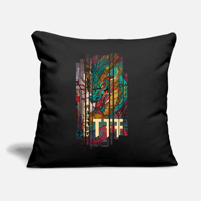 Geometrischer Drache Japan Kanji Sofakissen mit Füllung 45 x 45 cm