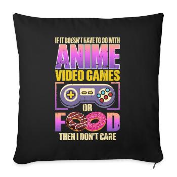 Anime Video Games or Food Manga Otaku Japanese - Sofa pillow with filling 45cm x 45cm - black - Front