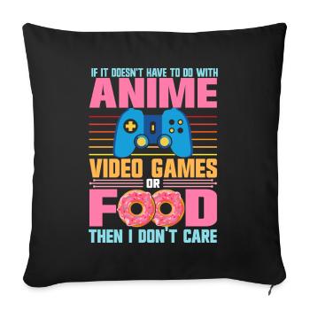Anime Video Games or Food Manga Otaku Japanese - Sofa pillow with filling 45cm x 45cm - black - Front