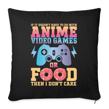 Anime Video Games or Food Manga Otaku Japanese - Sofa pillow with filling 45cm x 45cm - black - Front