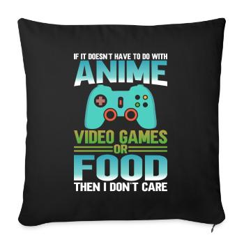 Anime Video Games or Food Manga Otaku Japanese - Sofa pillow with filling 45cm x 45cm - black - Front