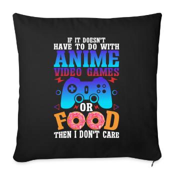 Anime Video Games or Food Manga Otaku Japanese - Sofa pillow with filling 45cm x 45cm - black - Front
