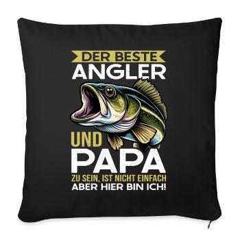 Angler Dad Fishing Rod Funny Father's Day Fisherman - Sofa pillow with filling 45cm x 45cm - black - Front
