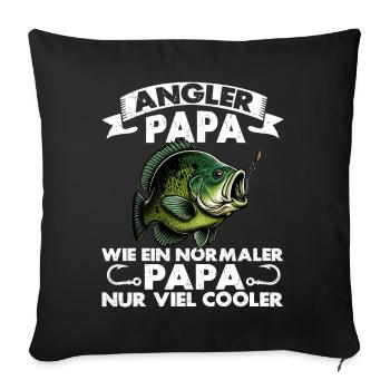 Angler Dad Fishing Rod Funny Father's Day Fisherman - Sofa pillow with filling 45cm x 45cm - black - Front