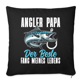 Angler Dad Fishing Rod Funny Father's Day Fisherman - Sofa pillow with filling 45cm x 45cm - black - Front
