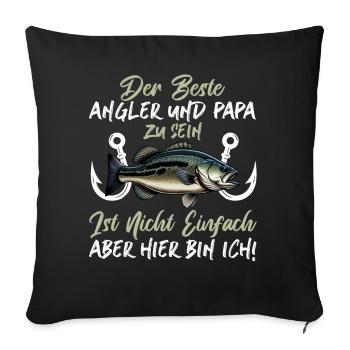 Angler Dad Fishing Rod Funny Father's Day Fisherman - Sofa pillow with filling 45cm x 45cm - black - Front