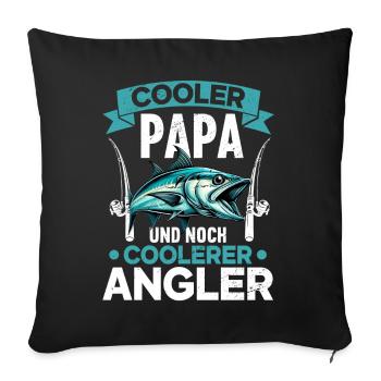 Angler Dad Fishing Rod Funny Father's Day Fisherman - Sofa pillow with filling 45cm x 45cm - black - Front