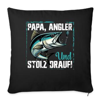 Angler Dad Fishing Rod Funny Father's Day Fisherman - Sofa pillow with filling 45cm x 45cm - black - Front