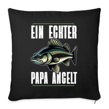 Angler Dad Fishing Rod Funny Father's Day Fisherman - Sofa pillow with filling 45cm x 45cm - black - Front