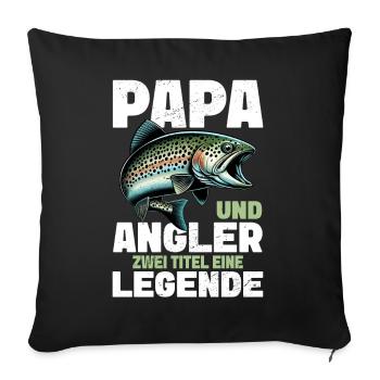 Pêcheur Papa Canne à pêche Drôle Fête des Pères Pêcheur - Coussin et housse de 45 x 45 cm - noir - Devant