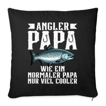 Angler Dad Fishing Rod Funny Father's Day Fisherman - Sofa pillow with filling 45cm x 45cm - black - Front