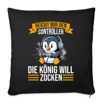 Hands me the controller, the queen wants to play - Sofa pillow with filling 45cm x 45cm - black - Front