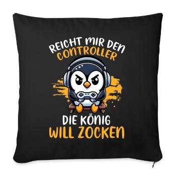 Hands me the controller, the queen wants to play - Sofa pillow with filling 45cm x 45cm - black - Front