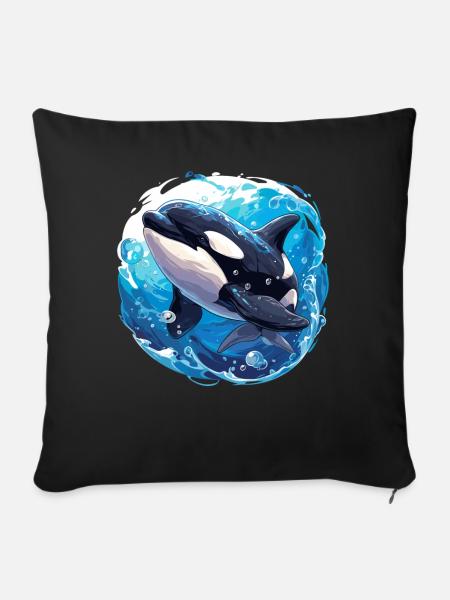 Orcas Orca - Sofakissen mit Füllung 45 x 45 cm - Schwarz