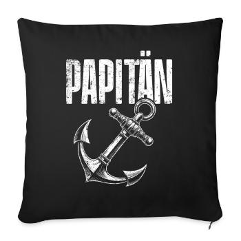 Papitän Funny Pun Capitaine Papa Ancre - Coussin et housse de 45 x 45 cm - noir - Devant