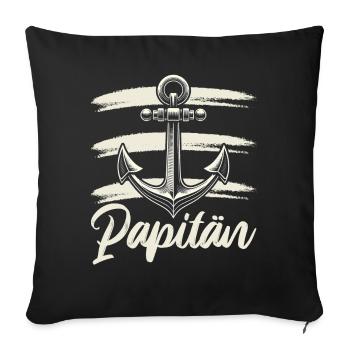 Papitän Funny Pun Capitaine Papa Ancre - Coussin et housse de 45 x 45 cm - noir - Devant