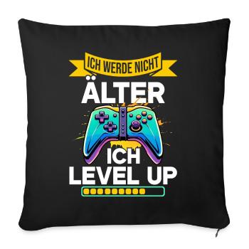 Je ne vieillis pas, je monte de niveau en jouant - Coussin et housse de 45 x 45 cm - noir - Devant