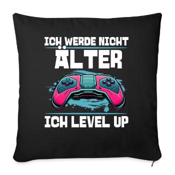 Je ne vieillis pas, je monte de niveau en jouant - Coussin et housse de 45 x 45 cm - noir - Devant