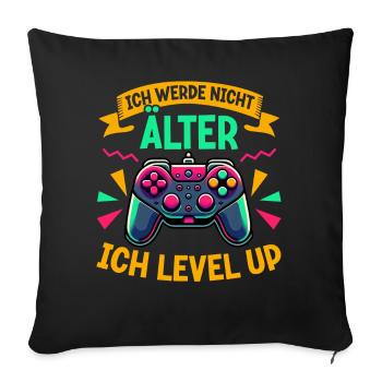 Je ne vieillis pas, je monte de niveau en jouant - Coussin et housse de 45 x 45 cm - noir - Devant
