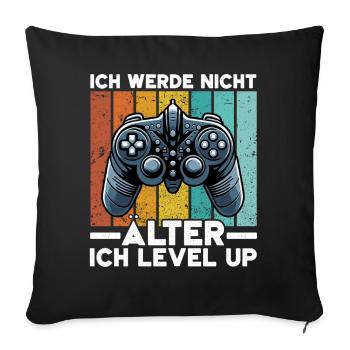 Je ne vieillis pas, je monte de niveau en jouant - Coussin et housse de 45 x 45 cm - noir - Devant